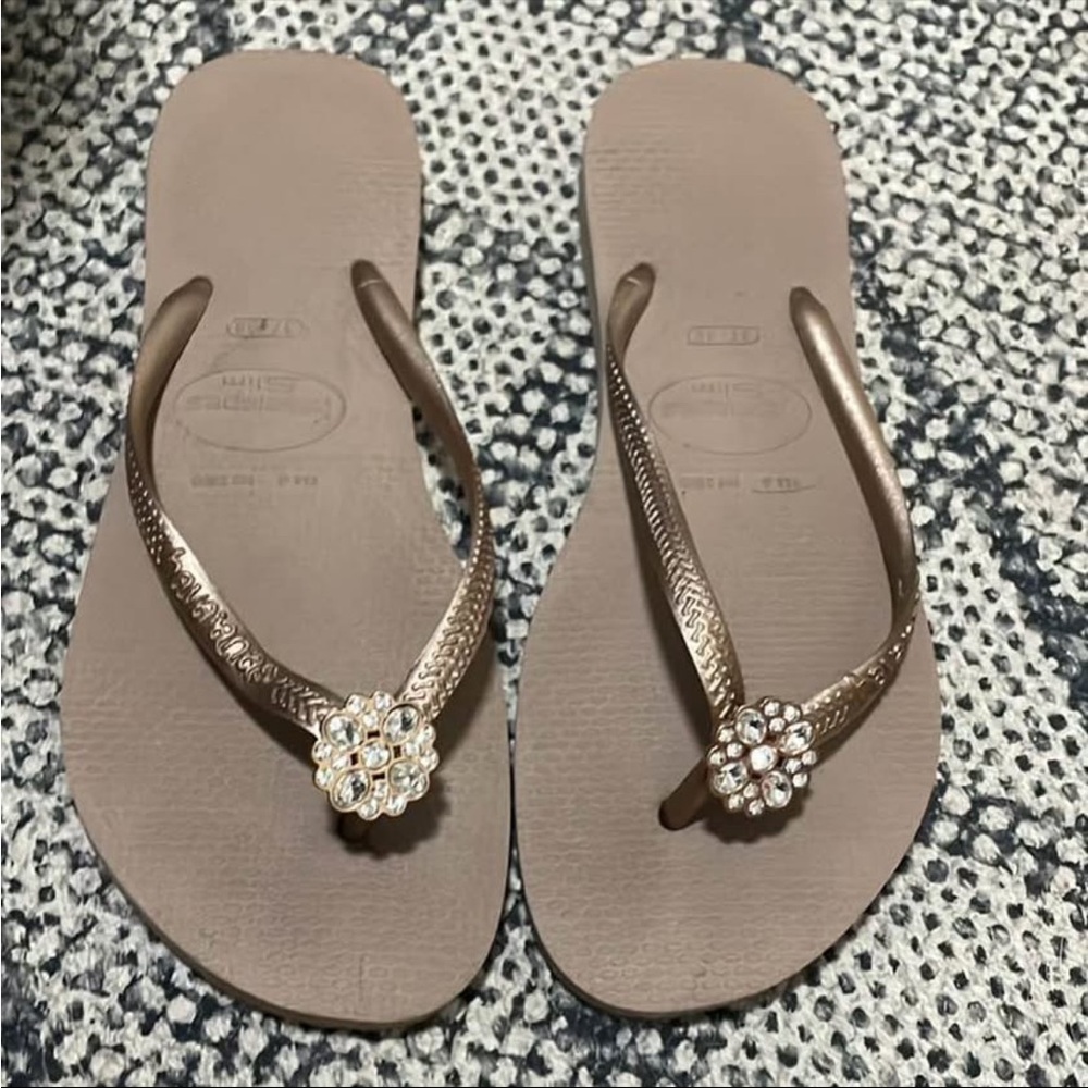 Bridal Havianas gold/beige with Embellished Straps